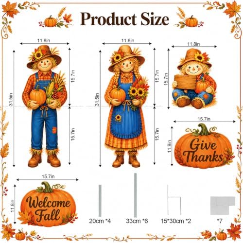Fall Outdoor Decor Scarecrow Pumpkin Yard Stakes Thanksgiving Decorationsns - Image 2