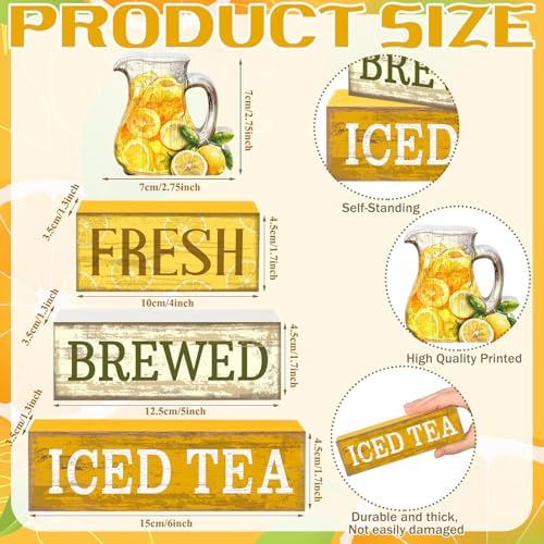 Moucuny 4 Pcs Summer Lemon Table Decorations Iced Tea Tiered Tray Decor - Image 3
