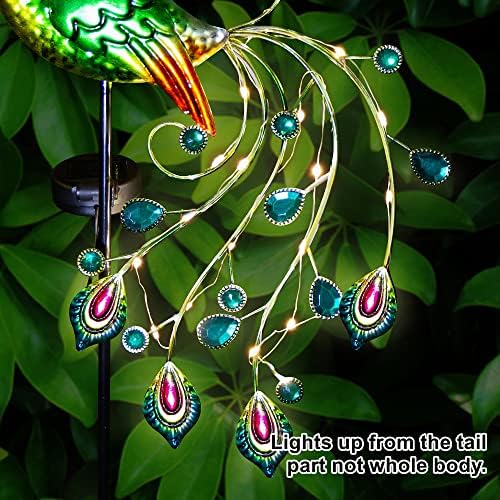 Glintoper Solar Garden Lights, 39 Inch Height Outdoor Metal Peacock Decorative Garden Stakes, Mothers Day Ideal Gifts, Waterproof Path Lights Lawn Stake Ornaments for Patio Pathway Yard Decoration - Image 4