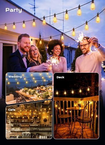 Brightown Outdoor String Lights, 150FT 75+2 LED ST38 LED Patio Lights Shatterproof, Dimmable IP65 Waterproof Connectable Hanging Outdoor Light for Backyard, Porch, Deck, Balcony - Image 6