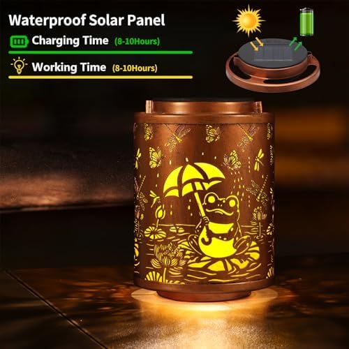 Frogs Solar Lanterns Metal Hanging Garden Decor Birthday Gifts for Women - Image 2