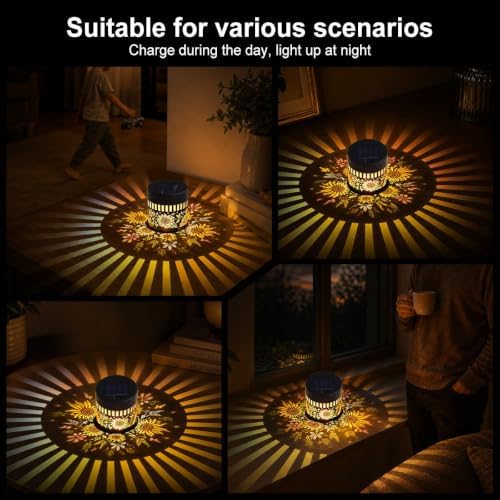 Solar Sunflower Projection Wall Light,Waterproof Fence Lamp-4Pcs - Image 7