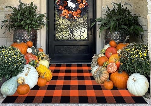 Halloween Outdoor Rug 3x5ft Orange and Black Fall Front Porch Rug - Image 4