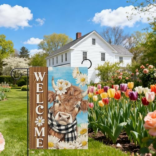Dyrenson Welcome Spring Summer Highland Cow Decorative Garden Flag - Image 5
