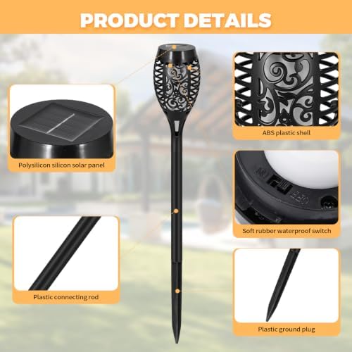 8 Pack Solar Pathway Lights Outdoor, Solar Torches Lights Holiday Decor - Image 4