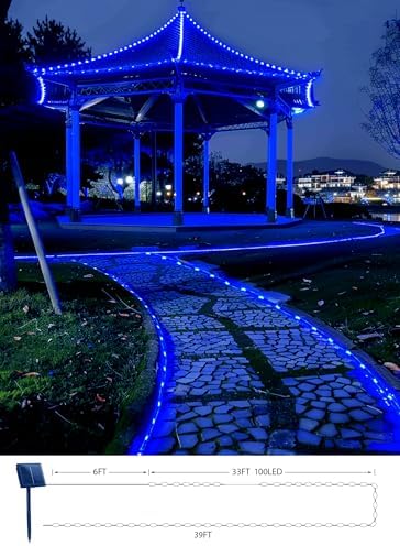 Brightown 39FT 100LED Solar Rope Lights Outdoor Waterproof, Blue - Image 6