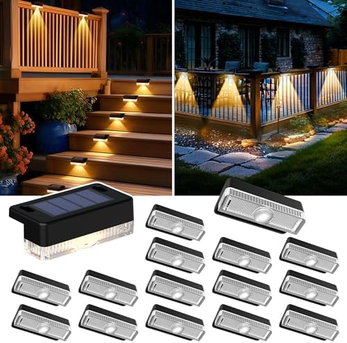 Solar Deck Lights, Solar Step Lights Outdoor Waterproof 16 Packs Warm White by AUDERWIN
