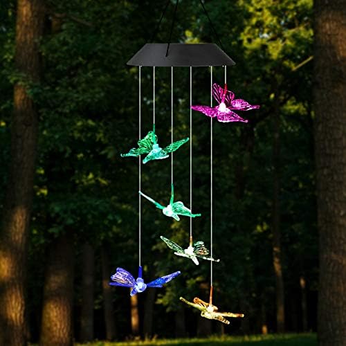 TDA Solar Wind Chimes Light Outdoor Changing Color Decorative Mobile Portable for Patio Walkway Pathway Backyard Landscape Decoration (Transparent Butterfly) - Image 4