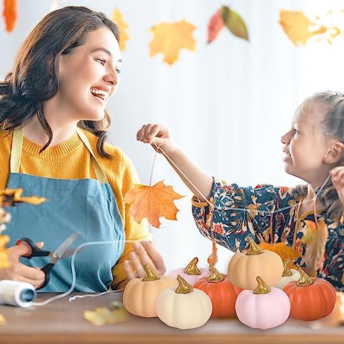 AnyDesign 12Pcs Fall Artificial Pumpkins Fake Foam Pumpkins Mini White Pink Gold Orange Faux Harvest Vegetables for Autumn Thanksgiving Halloween Holiday Home Party Farmhouse Decorations - Image 7