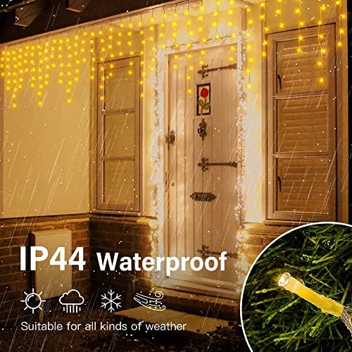 Hopolon 33FT 360 LED Warm White Christmas Icicle Lights, 60 Drops Plug in - Image 5