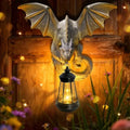 Solar Dragon Tree Hugger Garden Statue, Wall Hanger Dragon Figurine Decor by yulloyello