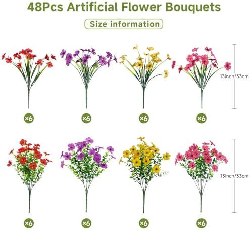Alupssuc 48 Bundles Artificial Daisy Flowers UV Resistant for Outdoor Decor - Image 3