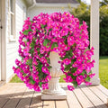 Sggvecsy Artificial Fake Hanging Flowers Plants for Outdoor Outside Spring Summer Decoration 4PCS Faux Silk UV Resistant Realistic Morning Glory Trailing Vines for Home Porch Patio Balcony(Purple red) by Sggvecsy