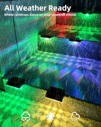 Herzila 16 Pack Solar Deck Step Lights Outdoor,Color Changing Solar Fence Lights Led Auto Dusk-to-Dawn, Waterproof Color Changing for Step, Fence, Railing Patio, Balcony - Image 4