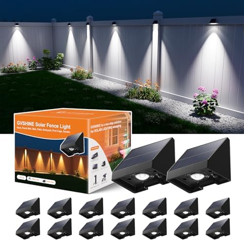 16 Pack Bright Solar Powered Fence Sconces Outdoor Waterproof White by GVSHINE