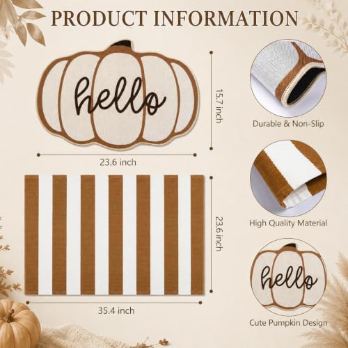 24" X 36" Fall Hello Pumpkin Layered Doormat Set for Front Door - Image 2