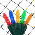 Wintergreen Lighting 100 Count M5 Multicolor LED Christmas Net Lights, 4 x 6 ft Green Wire Indoor/Outdoor Commercial Grade Outdoor Christmas Decorations for Hedges & Bushes by WintergreenLighting