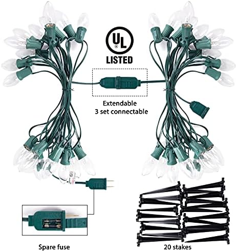 Christmas Pathway String Lights Outdoor, 25.7FT 20 LED C9 Christma Light - Image 5