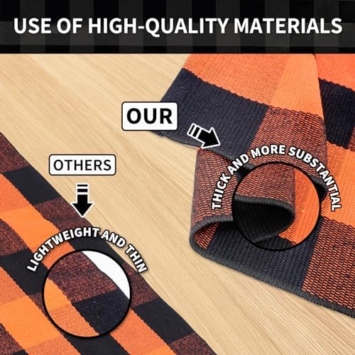 Buffalo Plaid Area Rug 27.5x43 in, Orange Black Indoor Outdoor Rug - Image 5