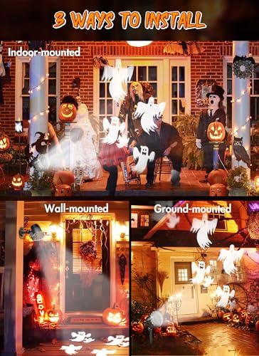 Minetom Halloween Projector Lights Outdoor, Rotating Ghost Projector Halloween, Waterproof Halloween Light Projector Landscape Lights for Outdoor Indoor, Yard, Patio, Garden, Party Decor - Image 3