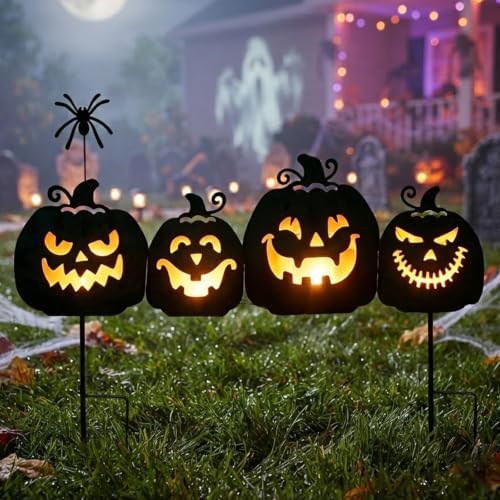 EAMBRITE Halloween Decorations Outdoor, Metal Pumpkin Pathway Lights by EAMBRITE