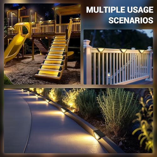 PATIOWIN 8 Pack Solar Step Lights for Outside, 24 LEDs Solar Stair Lights Waterproof IP65, Solar Deck Lights Outdoor Decor for Garden, Porch, Pathway, Patio, Fence(Warm White) - Image 2