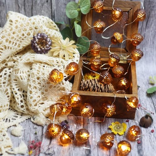 Acorn String Lights 10FT 30LED USB Power – Realistic 3D Acorn with Diamond Cut Design, Durable 0.45mm Copper Wire, Warm White Fairy Lights for Bedroom Harvest Mantel Rustic Garland Dorm Table Decor - Image 3