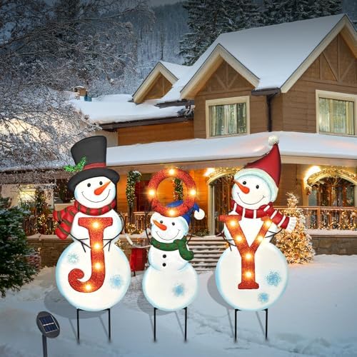 BRIGHTDECK 3 Pack Christmas Snowman Yard Signs Outdoor Decorations - Image 5
