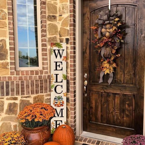 Fall Welcome Sign 47 inch Autumn Pumpkin Vertical Wooden Porch Sign Front Door Decorate For Garden Home Yard Farmhouse Thanksgiving Decor - Image 7