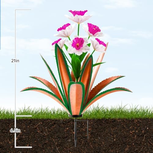 TOMBABY Huge Metal Agave Plants Outdoor Decoration Outdoor Garden Decorated with Flowers Mexican Yard Art Plant Garden Gift (red 1 Pack) - Image 2