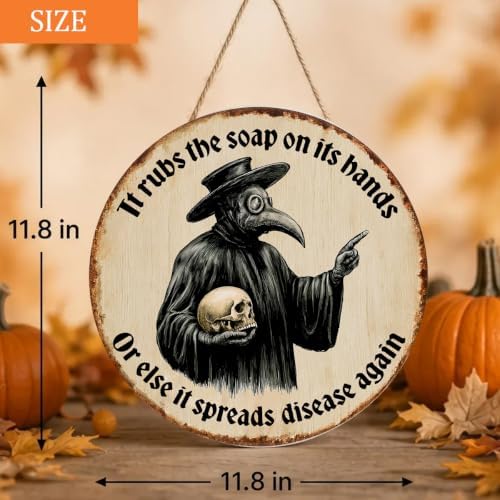 Gothic Halloween Decorations Wooden Sign for Bathroom Toilet - Image 5
