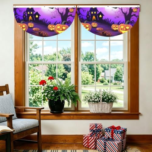 Halloween Pumpkin Semicircular Hanging Decorative Bunting Flag 2pcs - Image 6