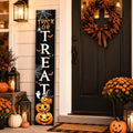 Trick or Treat Welcome Sign, Halloween Pumpkin Wooden Porch Sign For Patio, 47" Fall Boo Front Door Signs All Seasons Decor Standing Yard Signs Holiday Vertical Signs for Outdoor Indoor Wall Garden by Seimip