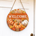 Fall Door Decor Wooden Pumpkin Welcome Sign for Front Door by Unknown