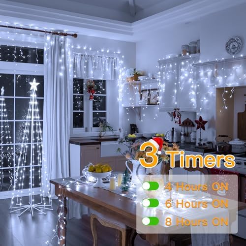 Ollny Icicle Lights for Outside 1000LED 82FT, Cool White Christmas Light with Remote 8Modes Timers Waterproof Dimmable, Plug in Hanging Lights for Outdoor Indoor House Roof Holiday - Image 6