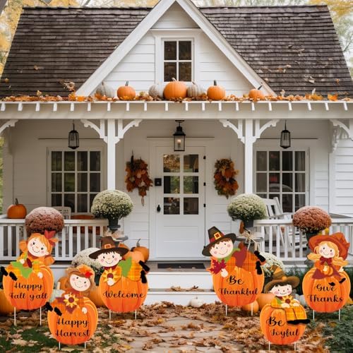 6 Pcs Fall Scarecrow Yard Stakes Thanksgiving Outdoor Decor - Image 5