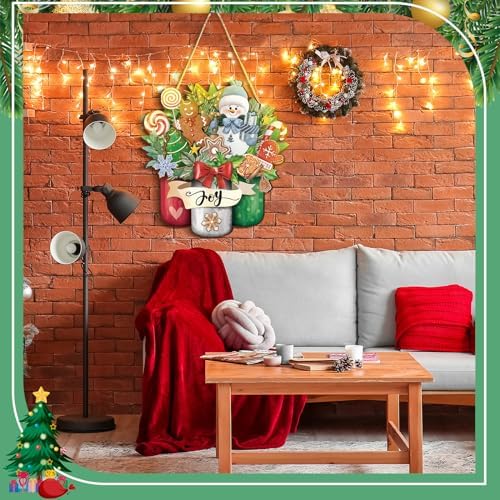 Boao Christmas Welcome Door Hanger, Snowman Door Sign Decor - Image 4