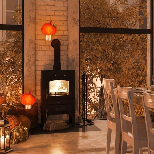 Baquler 2 Pcs Stained Glass Pumpkin Night Light Plug in Wall - Image 5