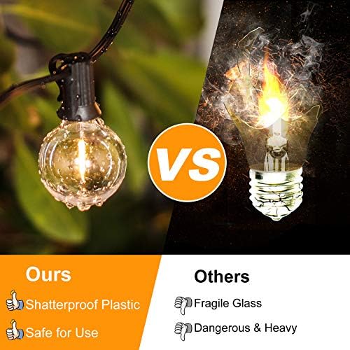 Bosceos 300ft (100ft*3) Outdoor G40 LED Globe String Lights Waterproof - Image 5