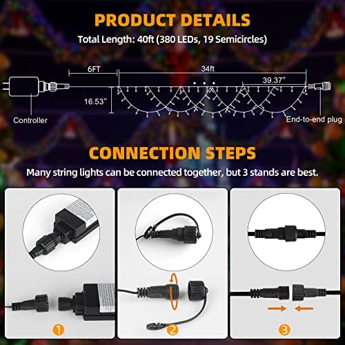 Outdoor Christmas lights Decor Christmas Tree Light 40FT 380 LED Timer - Image 6
