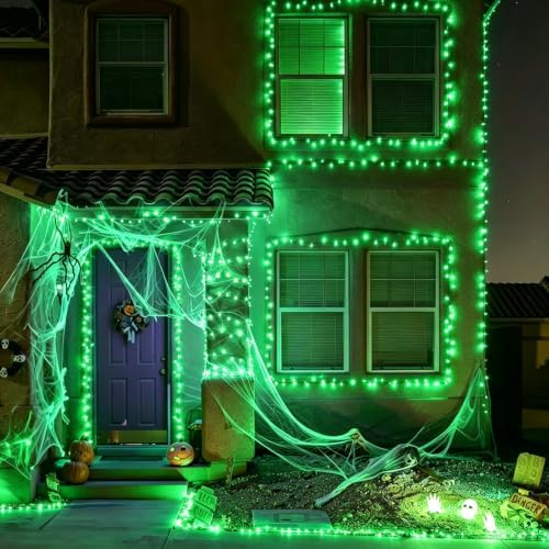 LAMPHOME Green Halloween String Lights,Green Christmas Lights 150Lights 31.9ft UL Certified St. Patrick's Day Mini String Lights Set for Outdoor Christmas Tree Garden Party Patio Garland Decor - Image 3