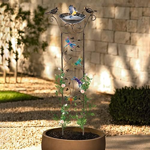 SUNNYPARK 43.5 Inch Metal Bird Bath Bowl with Garden Trellis Outdoor - Image 5