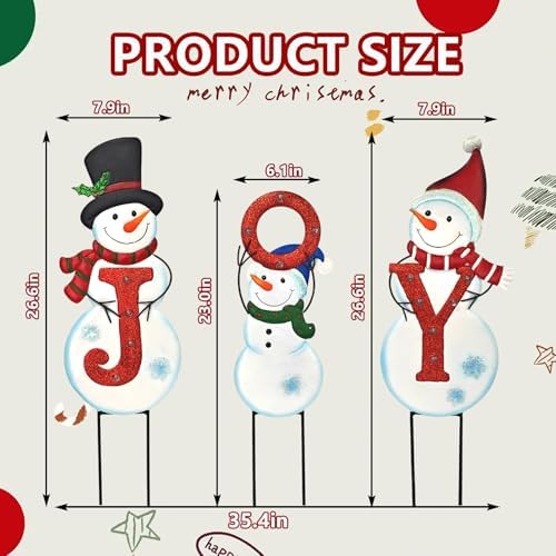 BRIGHTDECK 3 Pack Christmas Snowman Yard Signs Outdoor Decorations - Image 4