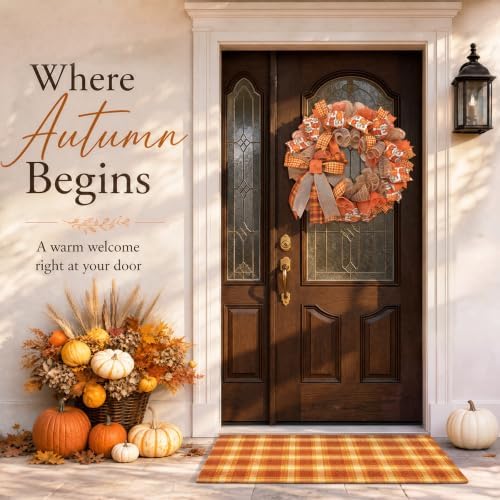 24 Inch Fall Wreaths for Front Door, Pumpkin Wreath - Image 4