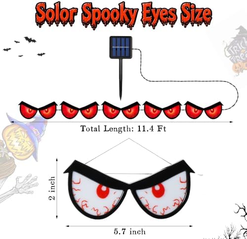 Solar Halloween Eyes Lights for Bushes 5 Pairs Halloween Flashing Glowing Eyes for Bushes Yard Garden Trees Pathway Patio Bush Decorations (Red) - Image 2