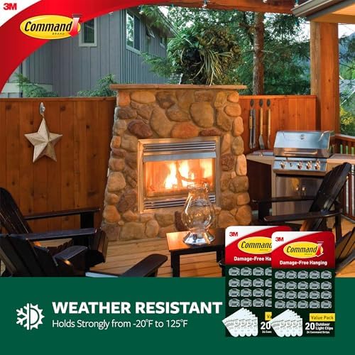 Command Outdoor Light Clips, 40 Clear and 48 Strips, Damage Free Hanging with Weather Resistant Strips, Wall Clips for Hanging Outdoor Lights and Cable Management - Image 6