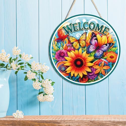 Welcome Hanging Wooden Sign for Front Door Wreath Outside - Image 7