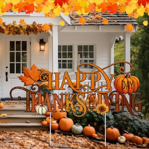 Metal Fall Thanksgiving Yard Sign Outdoor Decorations, 18.6 Inch Lawn Decor - Image 4