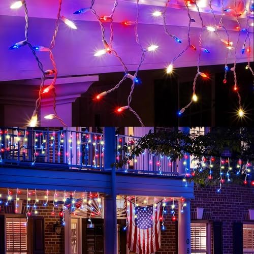 8.5 ft 150 Icicle Lights String Lights 4th of July Decorations Plug in - Image 2