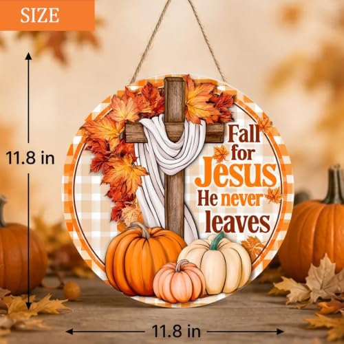 Fall for Jesus Decorations Door Sign for Home, Fall Christian Pumpkin Sign - Image 5